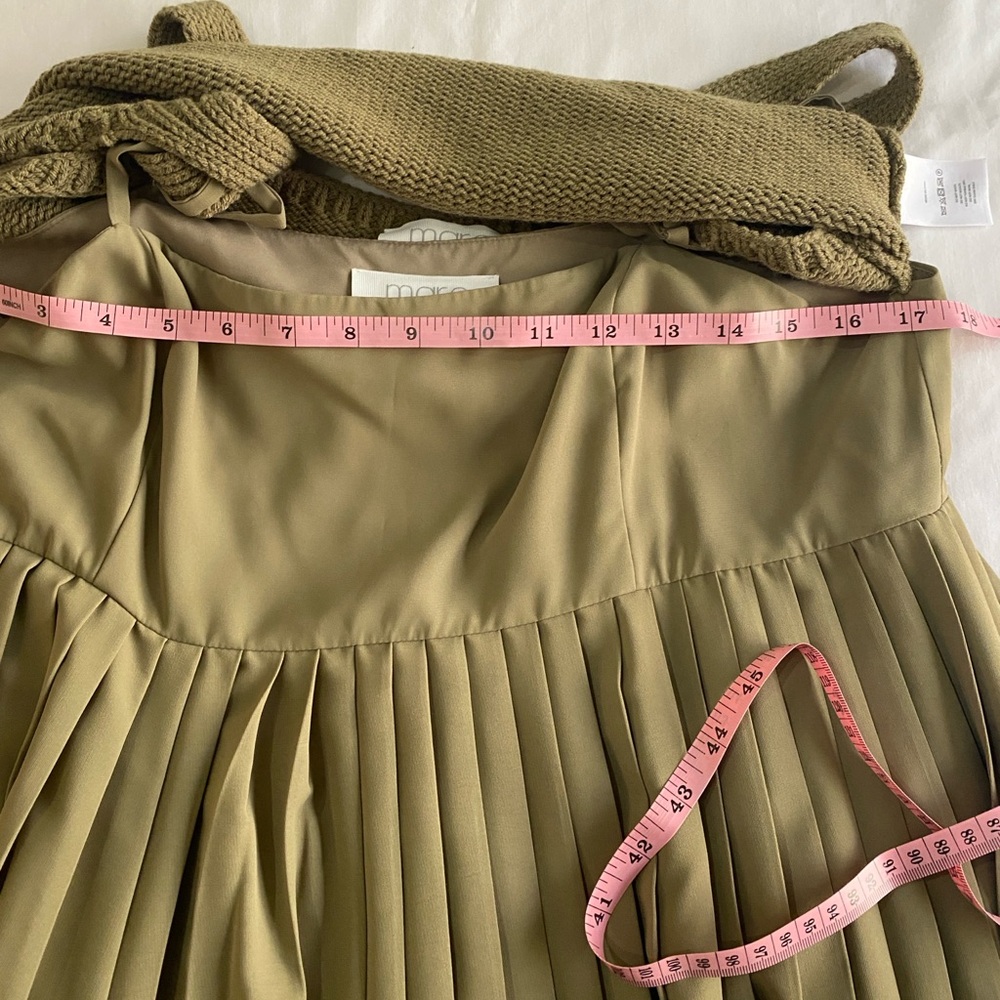 mare mare x ANTHROPOLOGIE Khaki Pleated Twofer Pleated Sleeveless Maxi Dress M - Picture 11 of 12